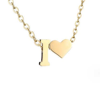 Luna - Gold Heart Letter Halskette