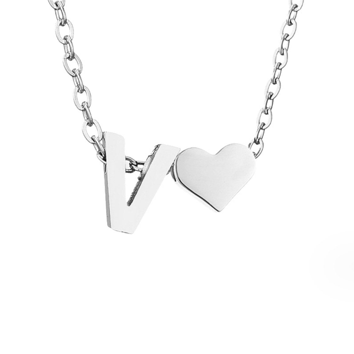 Forever Love & Letter Silver Halskette