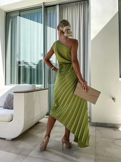Mandy | Elegant Shoulder Pleated Kleid