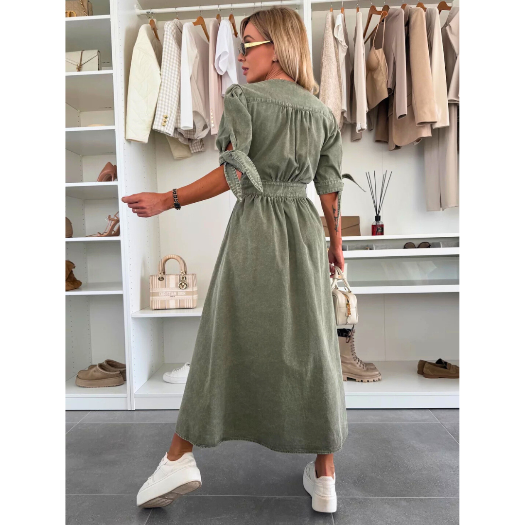 MAELLE™ – Elegant V-Neck Midikleid