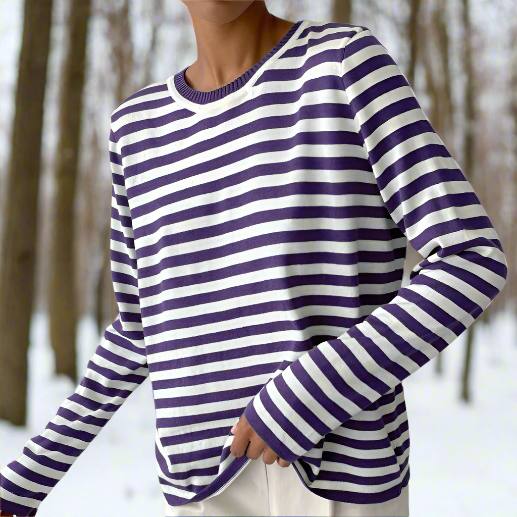 Gail | Striped Cotton Long Sleeve T-Shirt for Damen