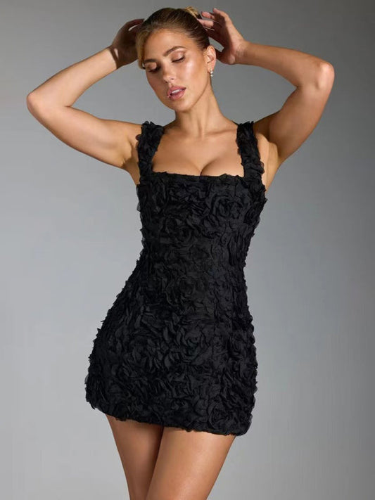 Nina | Mini Kleid with 3D Floral Design for Damen