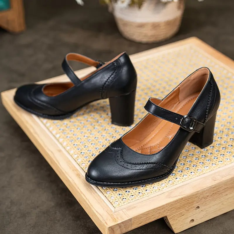 Dorka | High-Heeled Leather Schuhe with Buckle