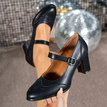 Dorka | High-Heeled Leather Schuhe with Buckle