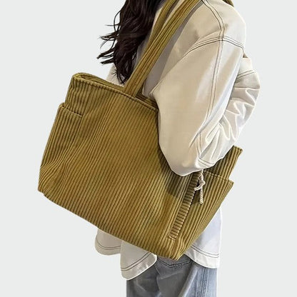 Tilda – Ribbed Tote Bag with Cord Detail