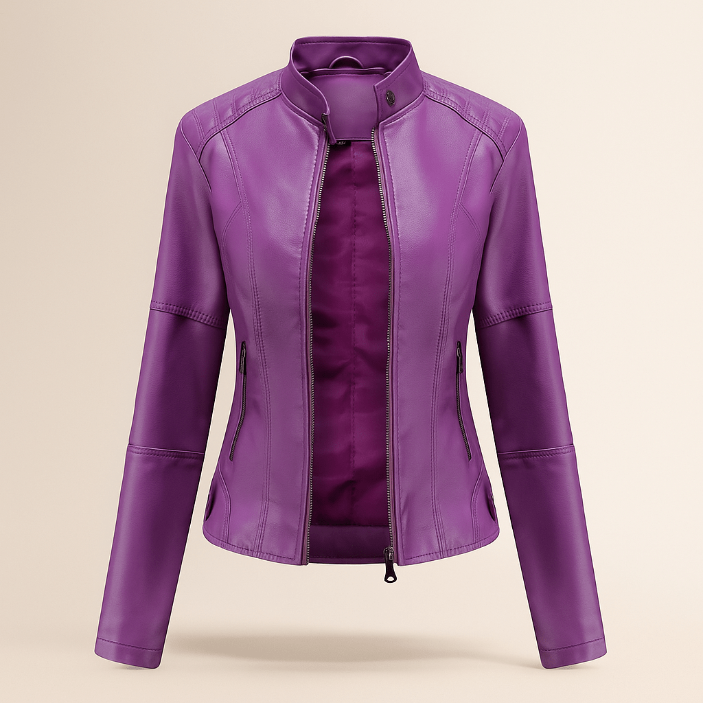 Damen’s Slim Fit Jacket – Mao Collar – Zip Fastening – Hip Length