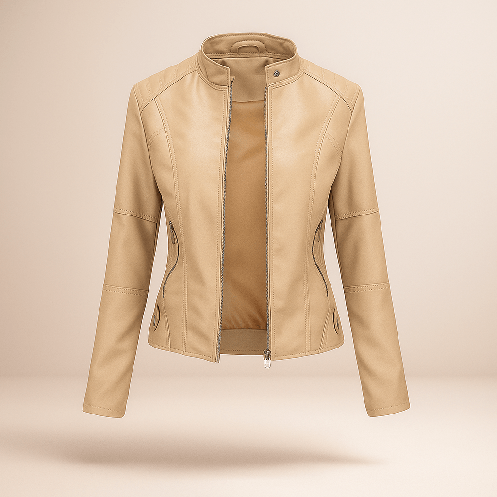 Damen’s Slim Fit Jacket – Mao Collar – Zip Fastening – Hip Length