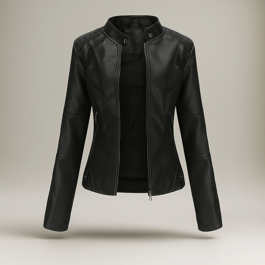 Damen’s Slim Fit Jacket – Mao Collar – Zip Fastening – Hip Length