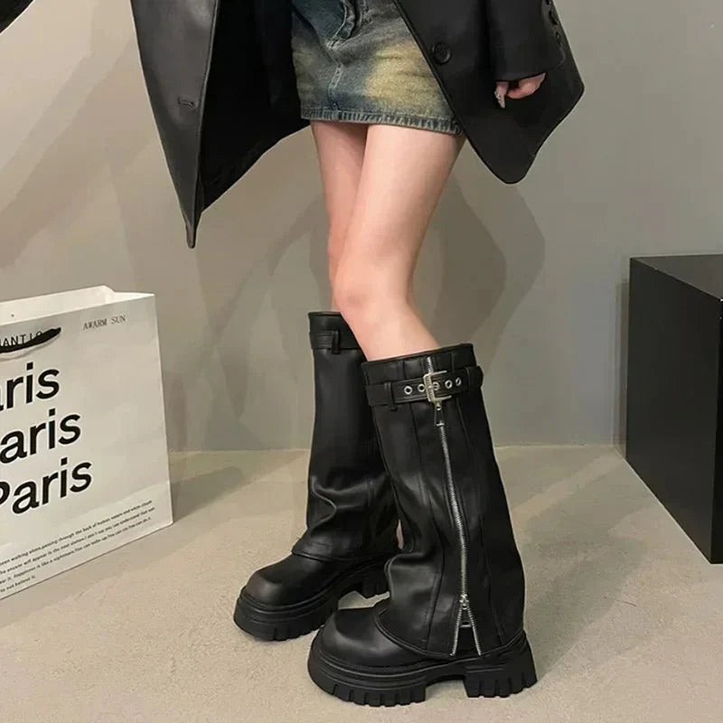 Lune Knee-High Platform Stiefel - Stylish - Chunky Heel