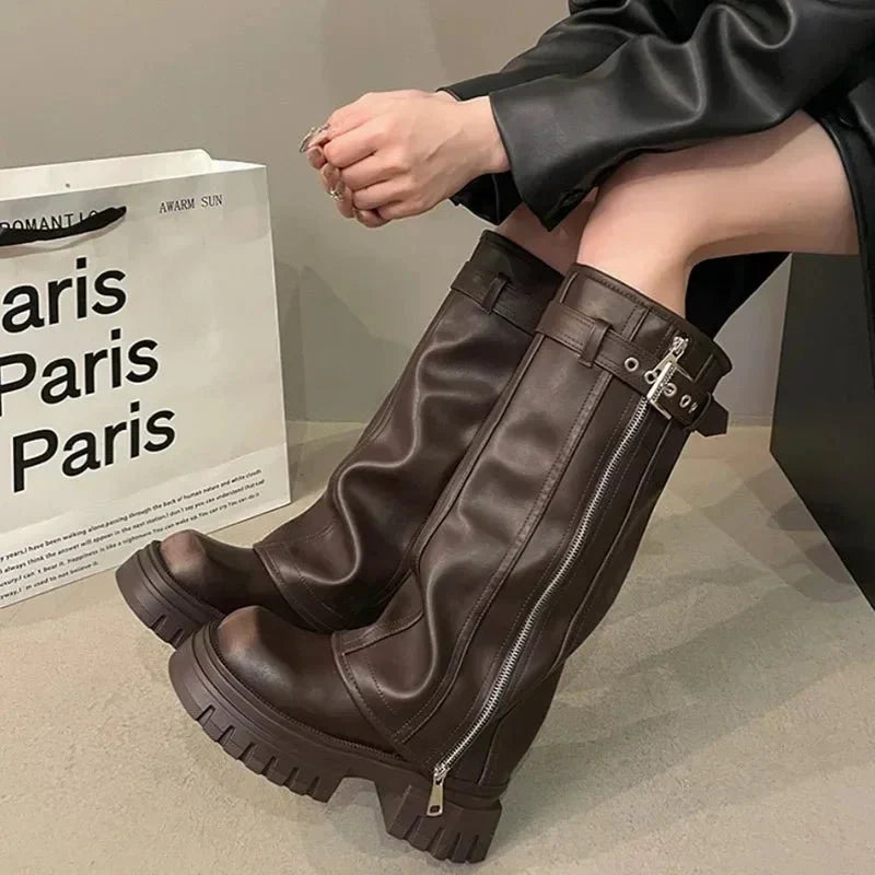 Lune Knee-High Platform Stiefel - Stylish - Chunky Heel