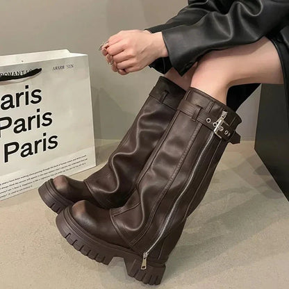 Lune Knee-High Platform Stiefel - Stylish - Chunky Heel