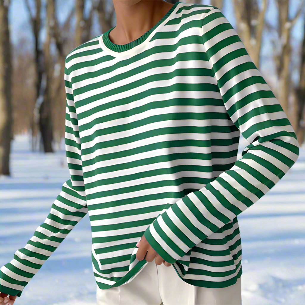 Gail | Striped Cotton Long Sleeve T-Shirt for Damen