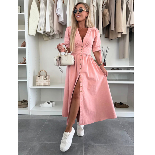 MAELLE™ – Elegant V-Neck Midikleid