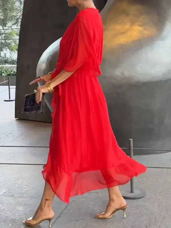Whitney | Elegant Soft V-Neck Silk Kleid for Damen