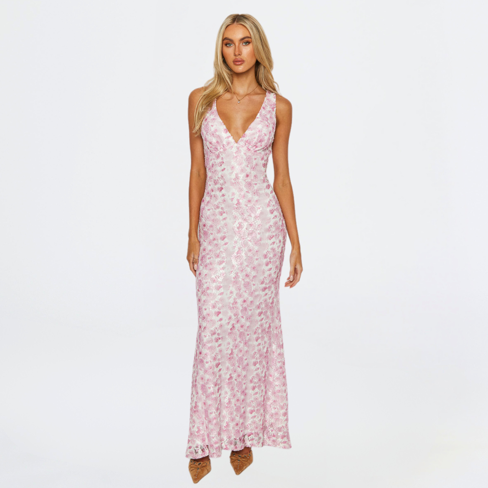 Piper | Elegant Sleeveless Wedding Kleid with Floral Design for Damen
