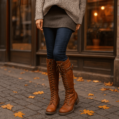 Soraya - Damen Leather - Knee-High Ankle Stiefel
