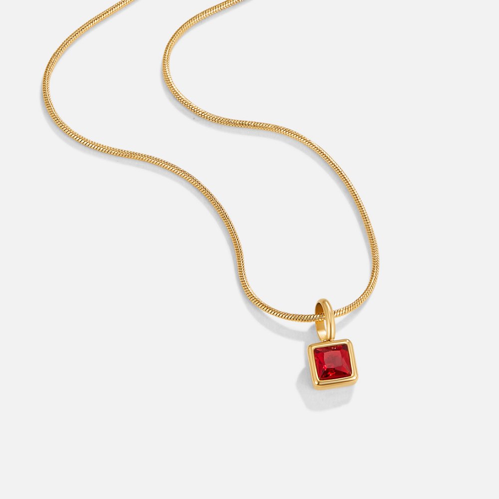 Square Anhänger Birthstone Halskette