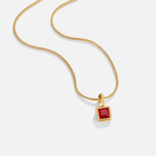 Square Anhänger Birthstone Halskette