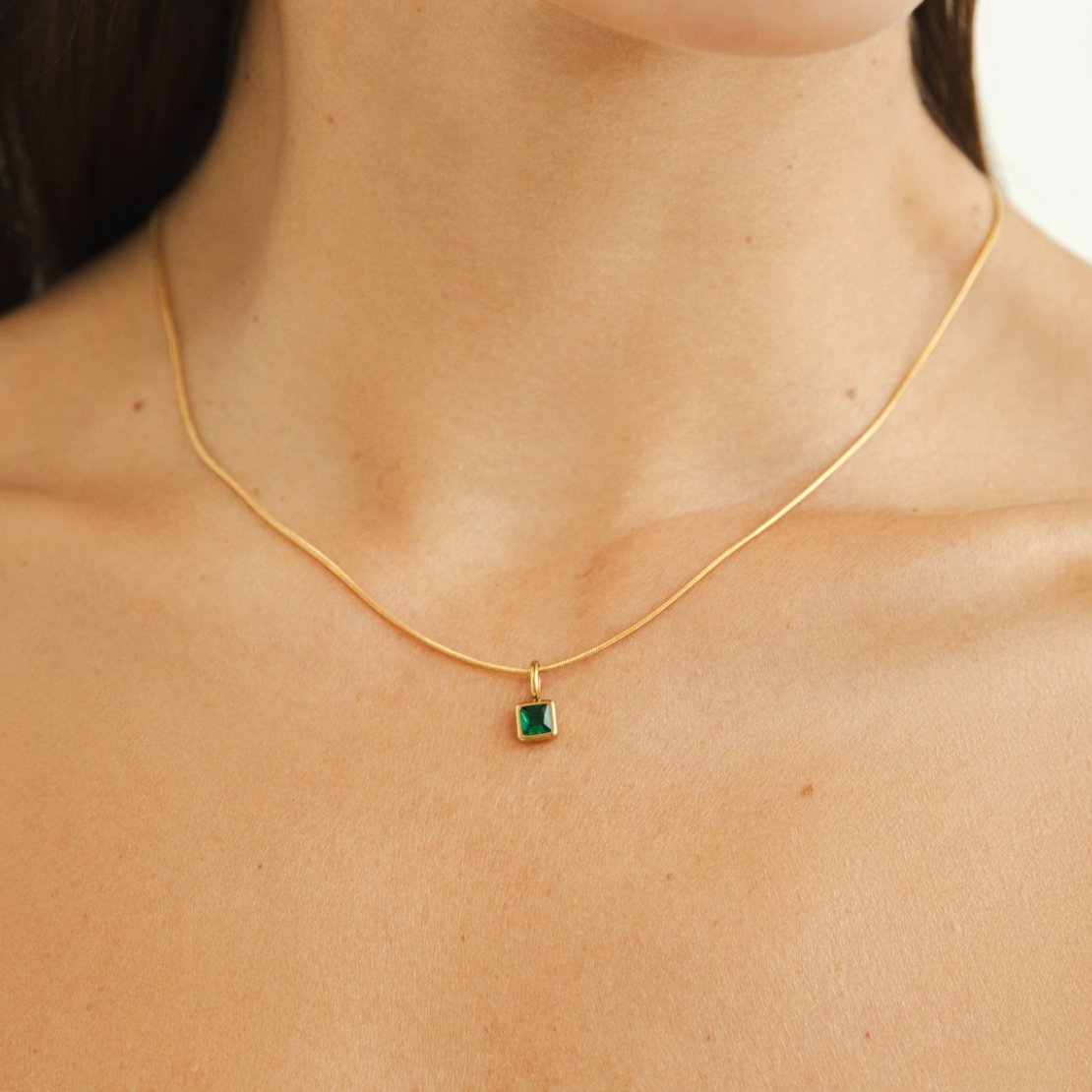 Square Anhänger Birthstone Halskette