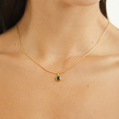 Square Anhänger Birthstone Halskette