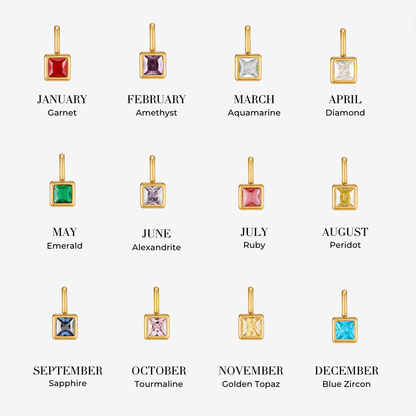 Square Anhänger Birthstone Halskette