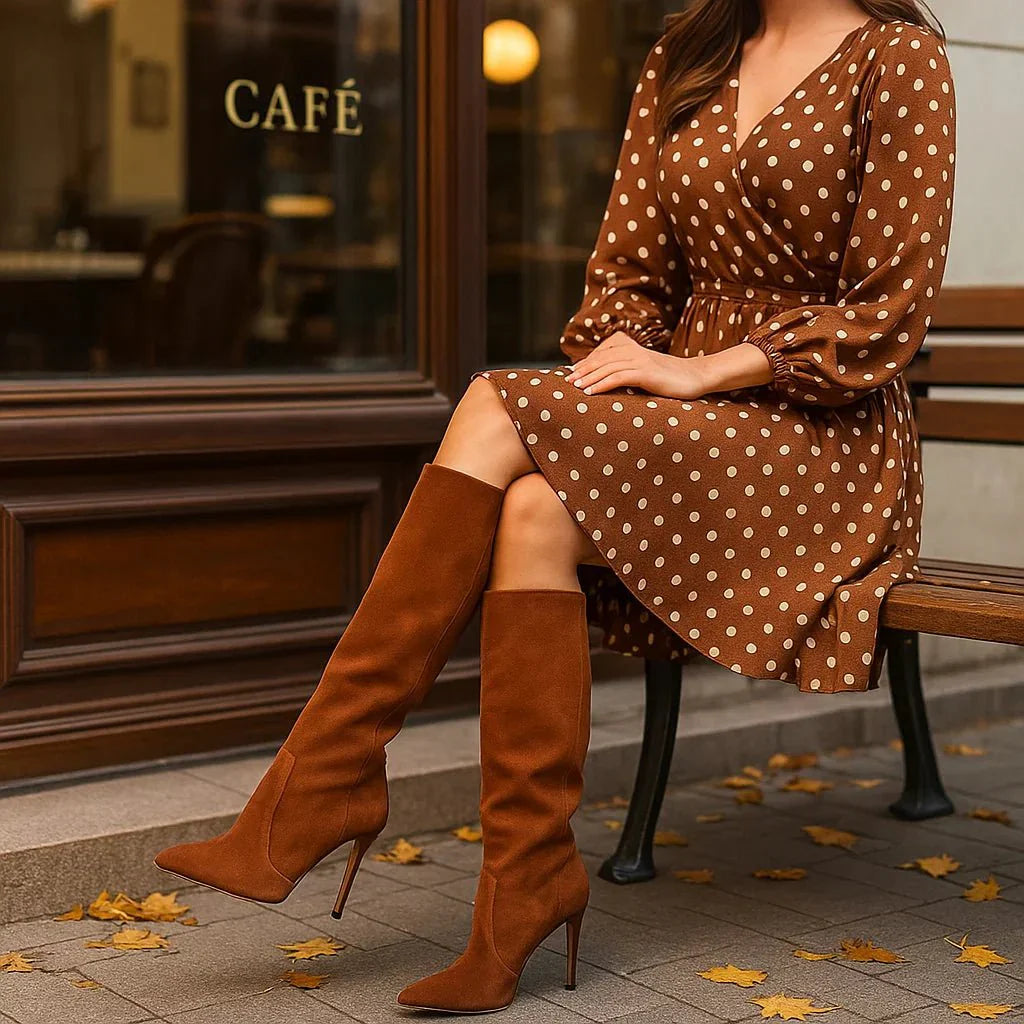 Valentina - Elegant Suede Ankle Stiefel - High Heels