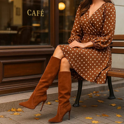 Valentina - Elegant Suede Ankle Stiefel - High Heels