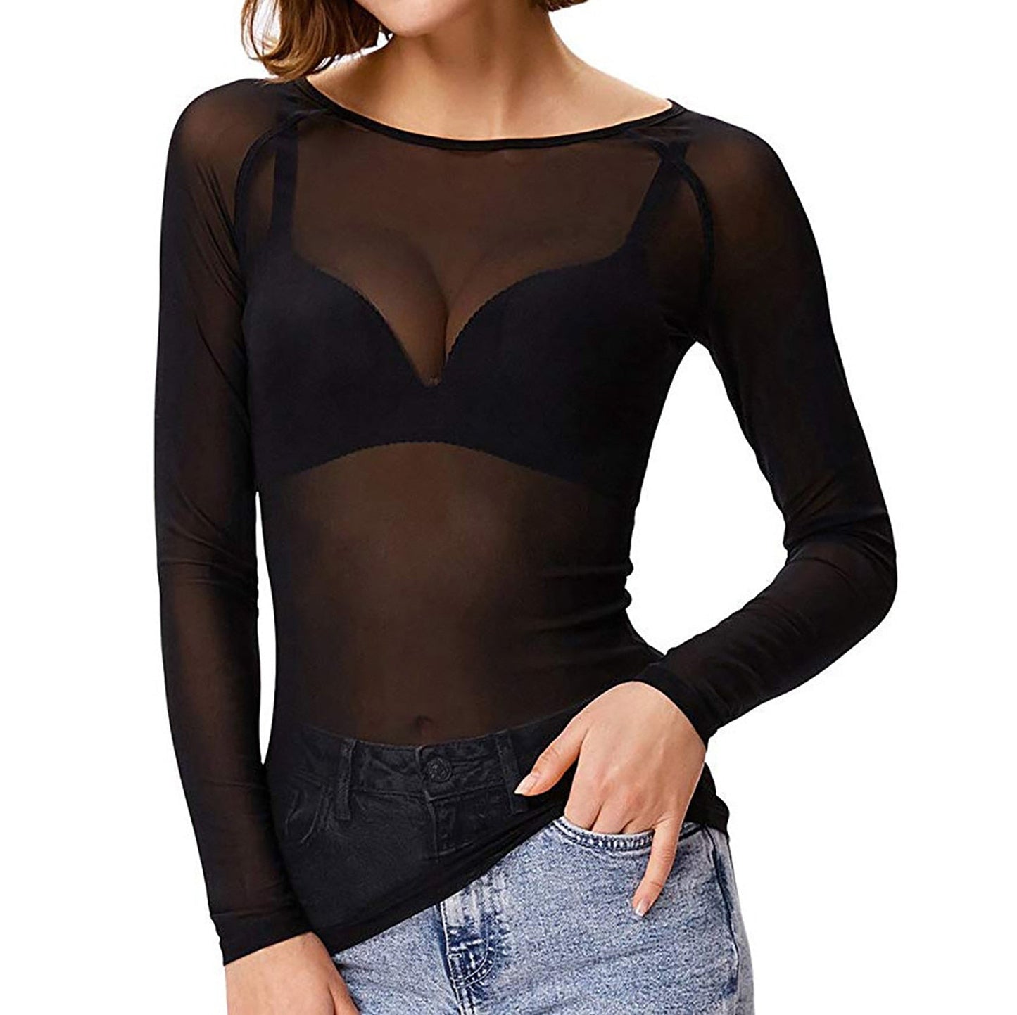 Naïa - Sheer Mesh Long Sleeve Damen’s Top