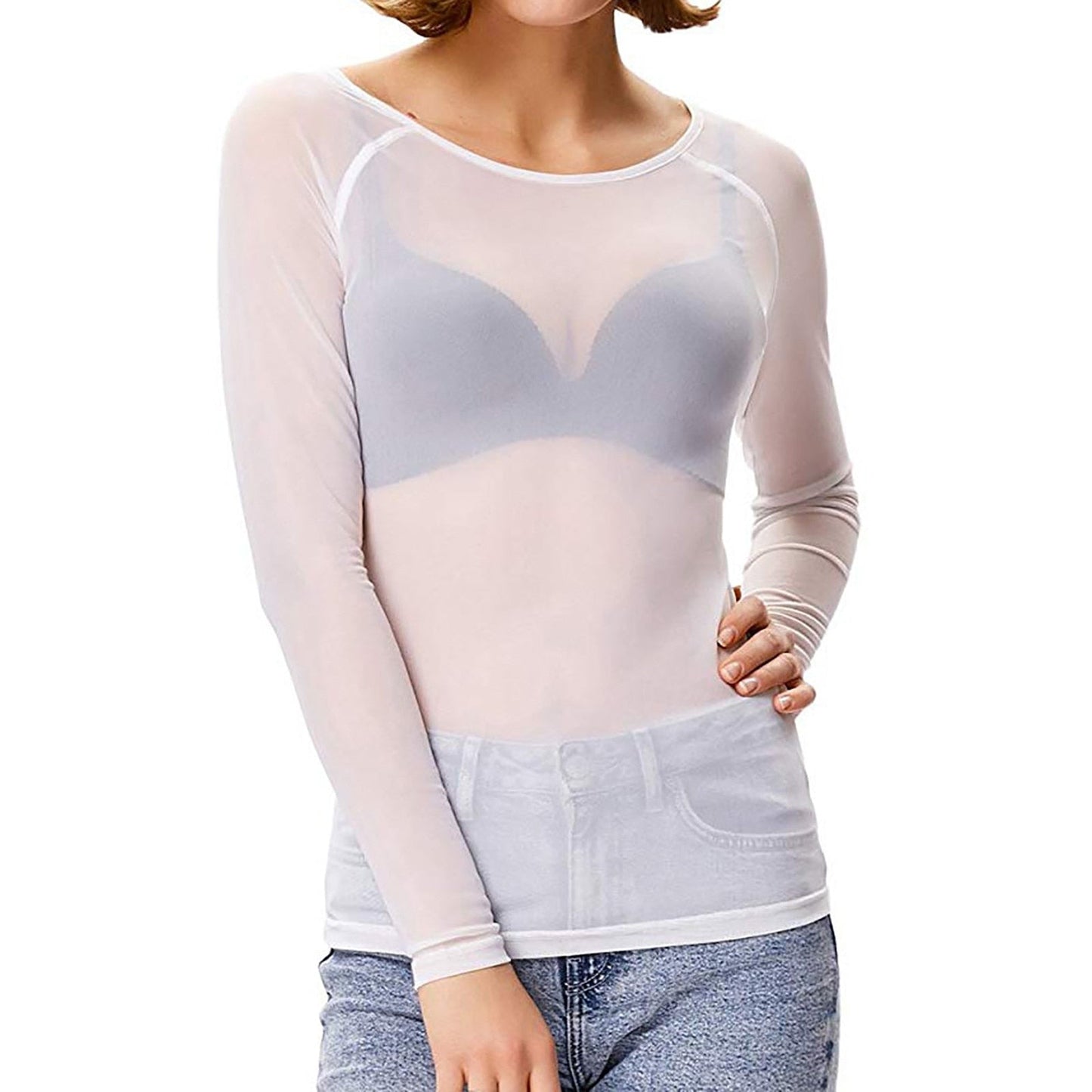 Naïa - Sheer Mesh Long Sleeve Damen’s Top