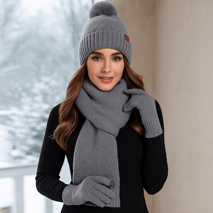 Damen Winter - Hat + Scarf + Gloves | Total Set